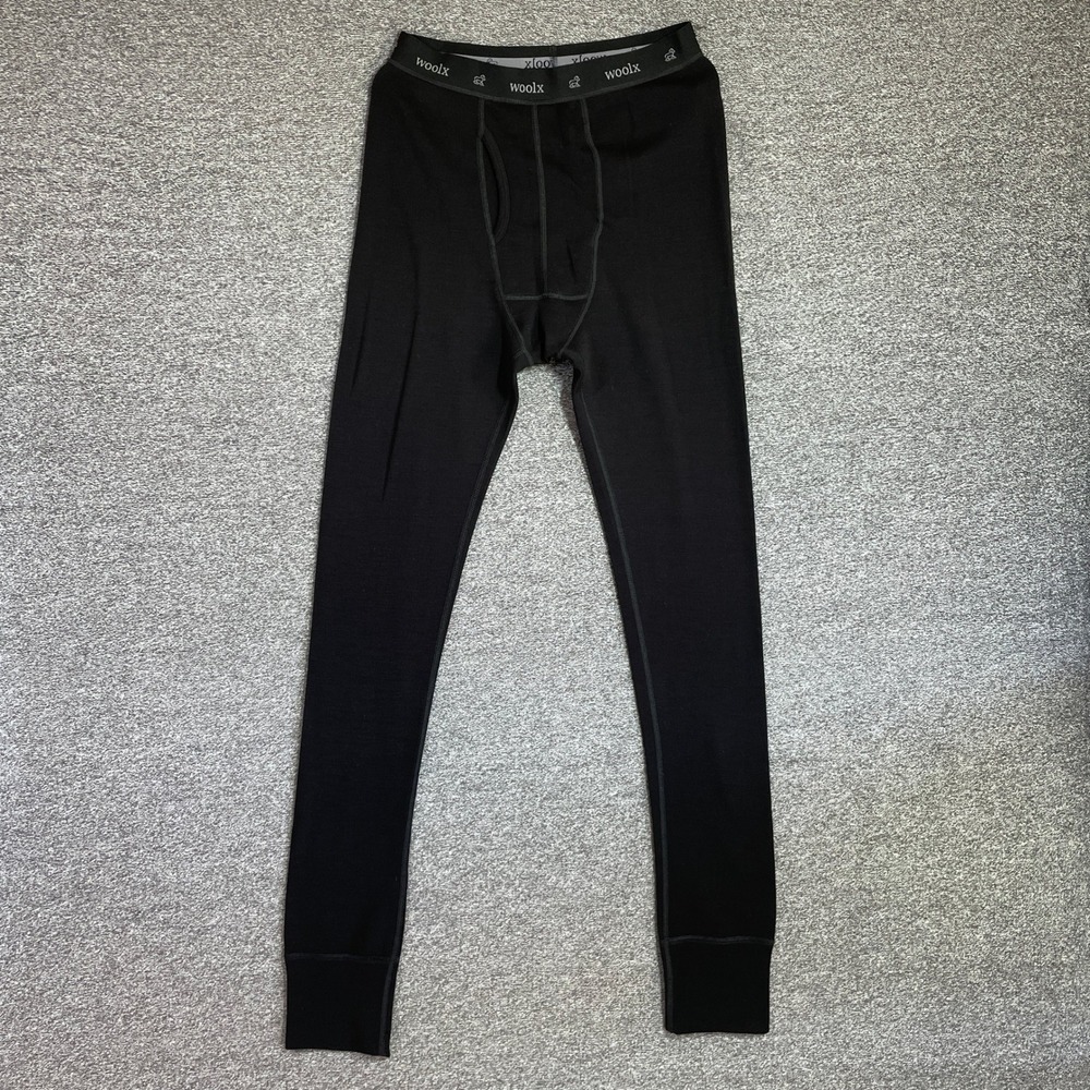 Woolx Backcountry Mens Medium Black 100% Merino Wool Base Layer Leggings Pants